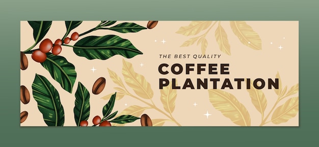 Free vector coffee plantation facebook cover template