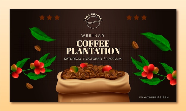 Free vector coffee plantation gradient webinar