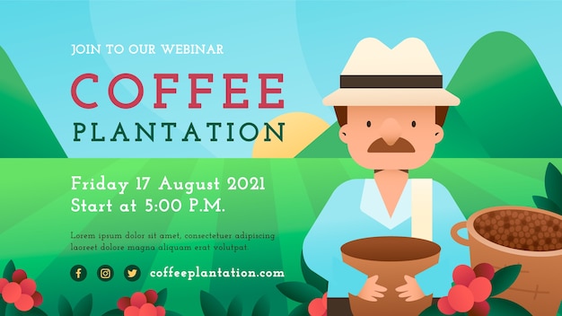 Free vector coffee plantation gradient webinar