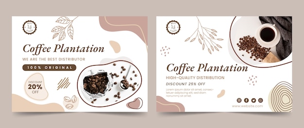 Free vector coffee plantation hand drawn brochure