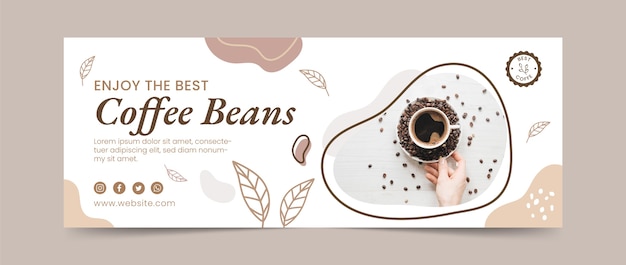 Free vector coffee plantation hand drawn facebook cover