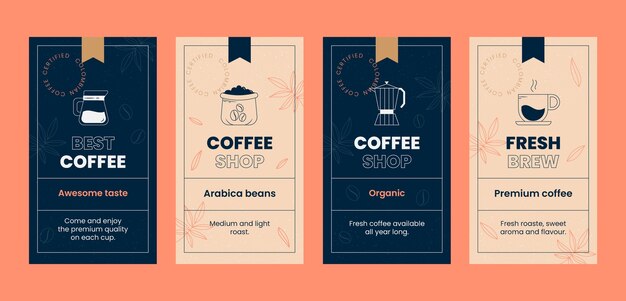 Кофейная плантация рисованной плоские истории instagram