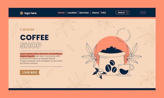 Free vector coffee plantation hand drawn flat landing page