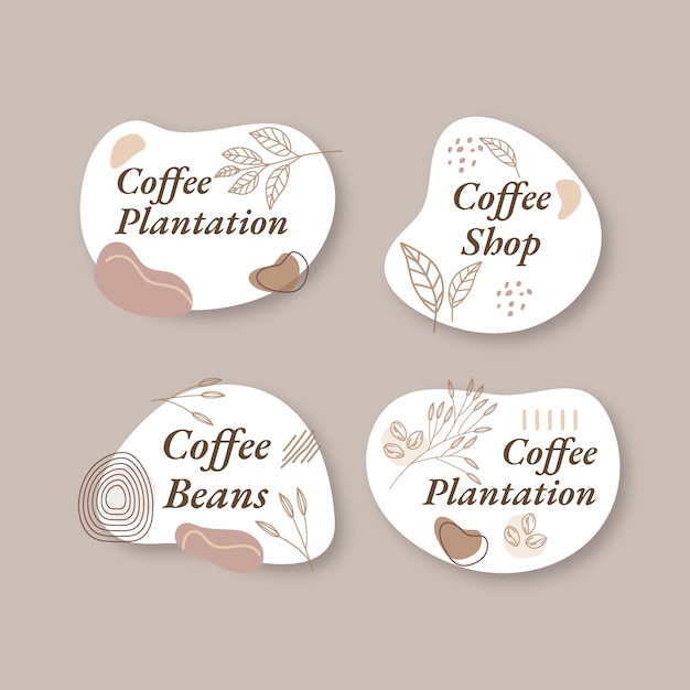 Free vector coffee plantation hand drawn label and badges