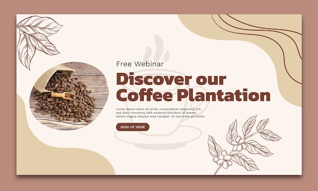 Free vector coffee plantation hand drawn