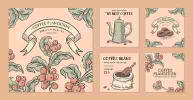 Free vector coffee plantation instagram posts