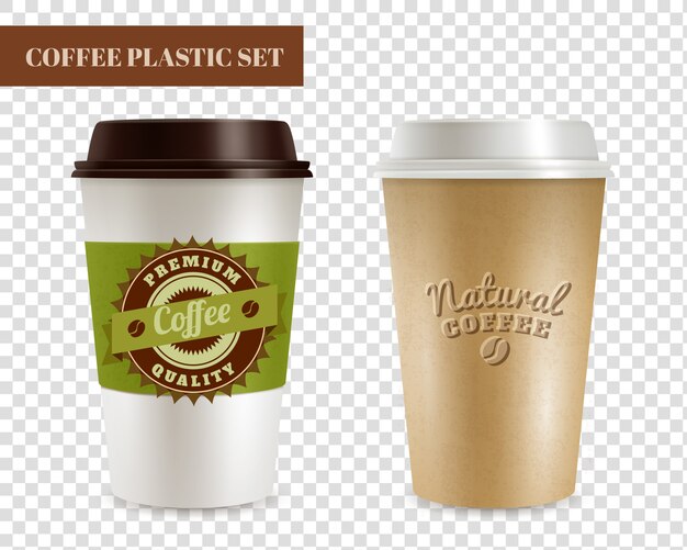 Vettore gratuito set trasparente di coperchi in plastica per caffè