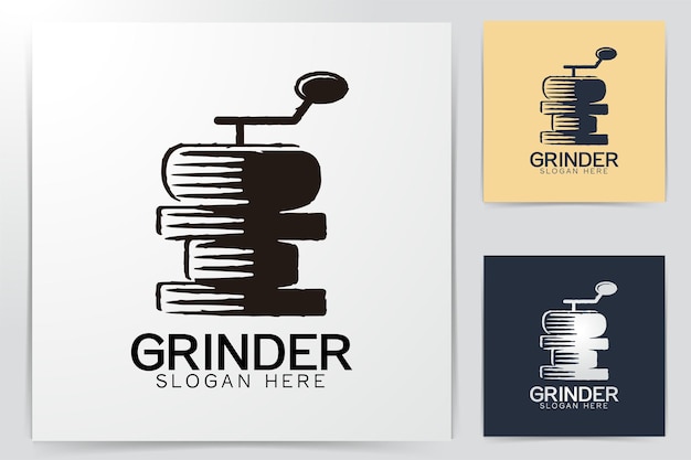 Coffee roaster. grinder logo ideas. inspiration logo design. template vector illustration. isolated on white background