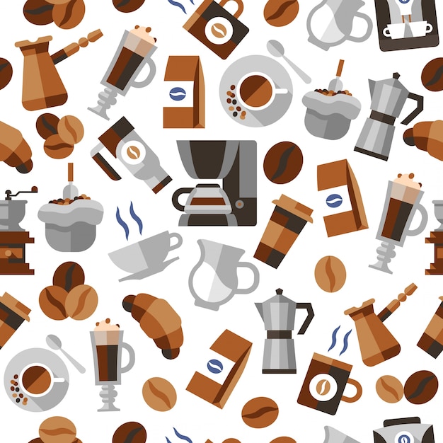 Free vector coffee seamless pattern