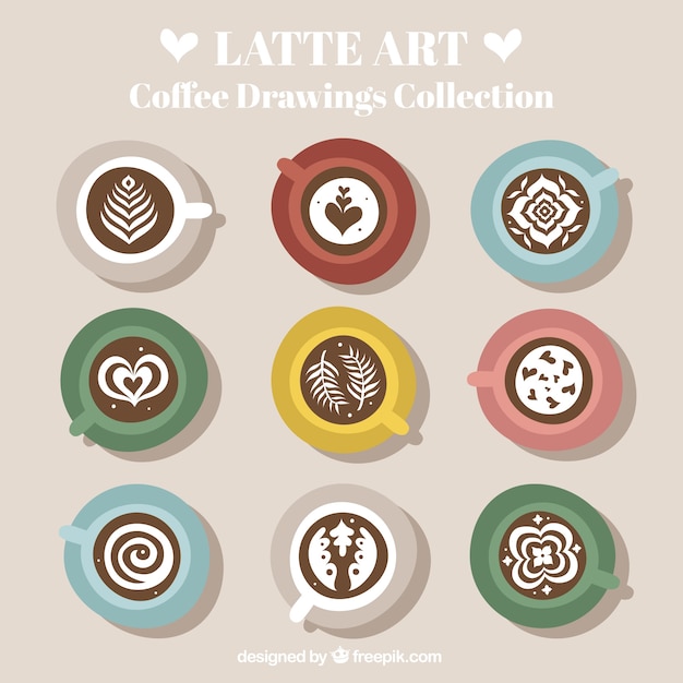 Free vector coffee set with different drawings