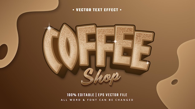 Coffee shop 3d text style effect. editable illustrator text style.