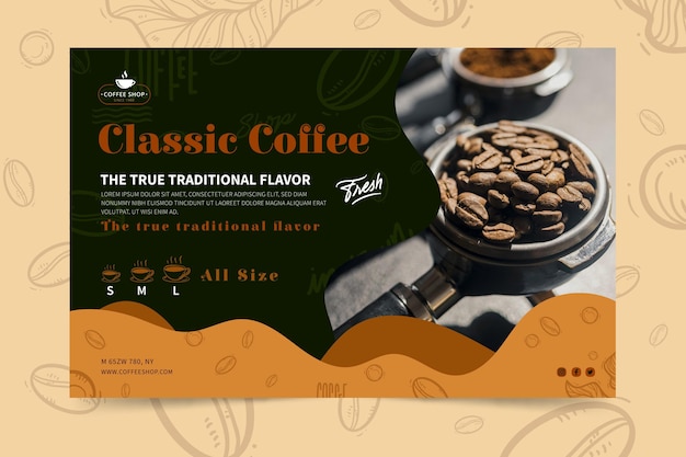 Vettore gratuito modello di banner di caffetteria