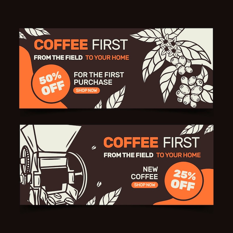 Free Vector coffee shop banners template