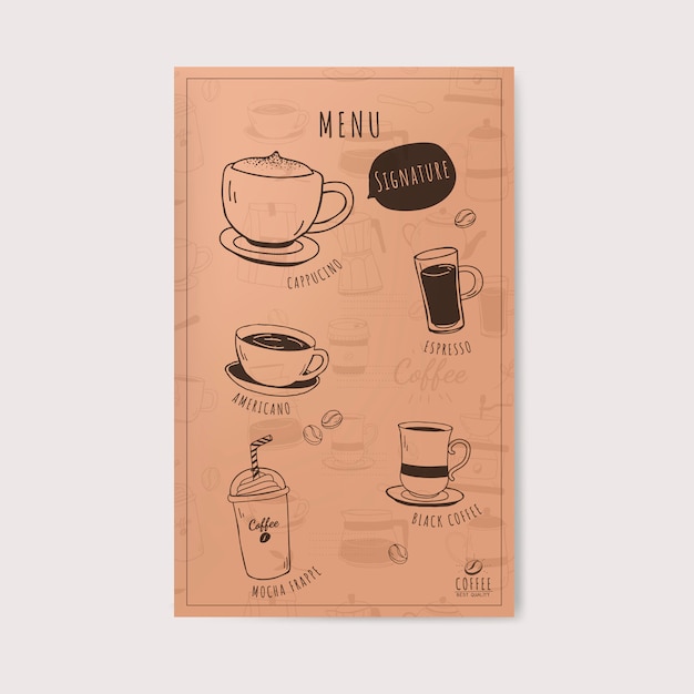 Vettore del menu della caffetteria e del caffè