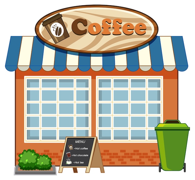 Free vector coffee shop cartoon style isolated on white background