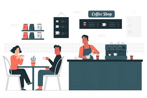 Бесплатное векторное изображение Иллюстрация концепции кафе