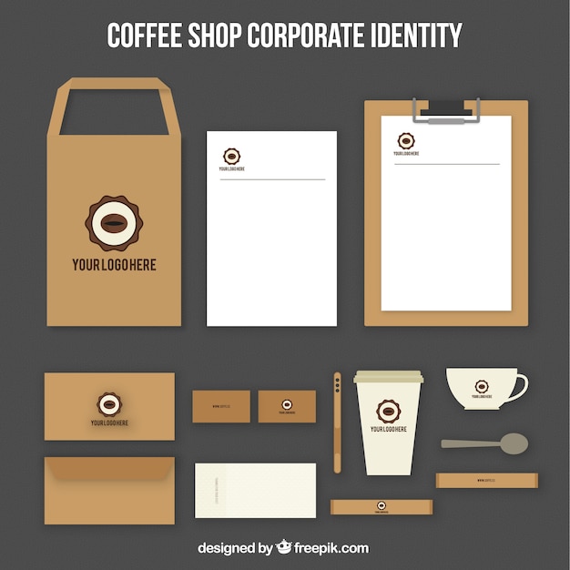 Coffee shop corporate identity with coffee bean