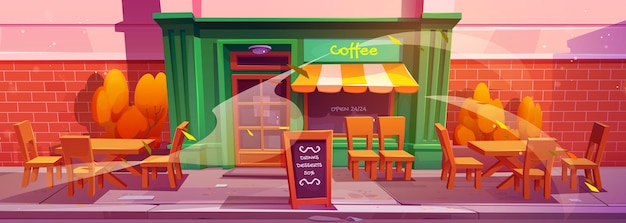 Free vector coffee shop exterior in autumn