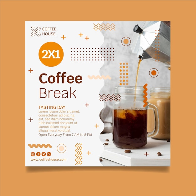 Free vector coffee shop flyer template