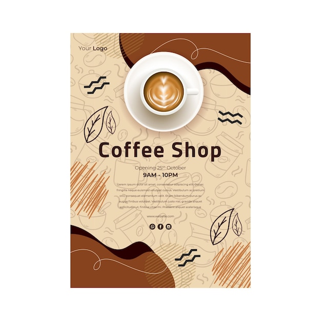 Free vector coffee shop flyer vertical