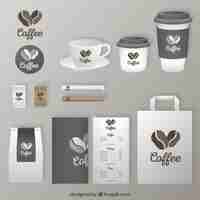 Free vector coffee shop grey stationery