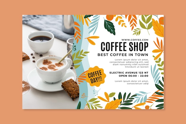 Coffee shop horizontal banner template