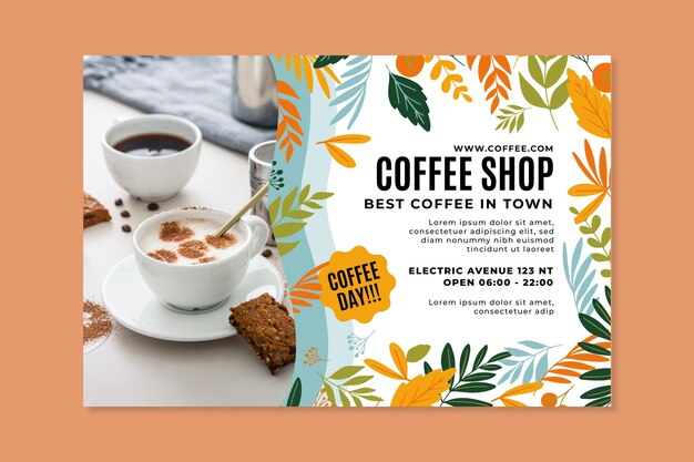 Coffee shop horizontal banner template