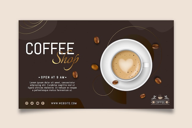 Coffee shop horizontal banner template