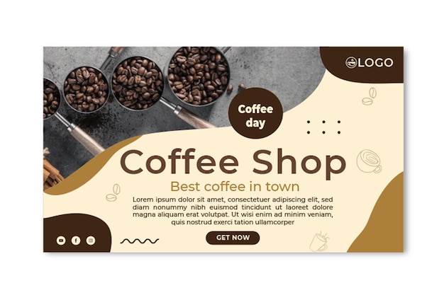 Coffee shop horizontal banner template