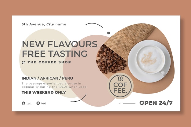 Coffee shop horizontal banner template Free Vector