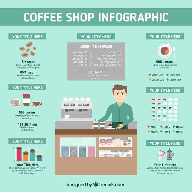 Кофе шаблон магазин infography