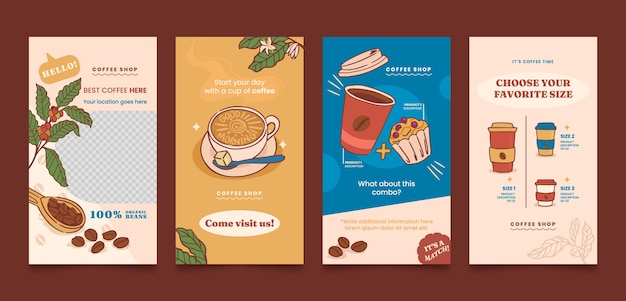 Coffee shop instagram stories template design