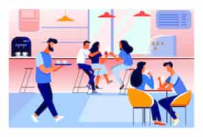 Free vector coffee shop interior illustration