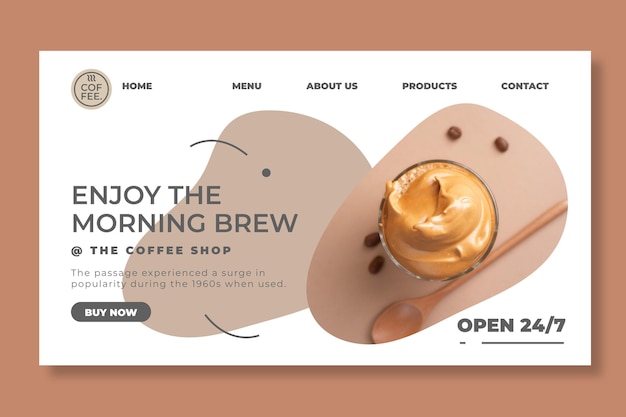 Coffee shop landing page template