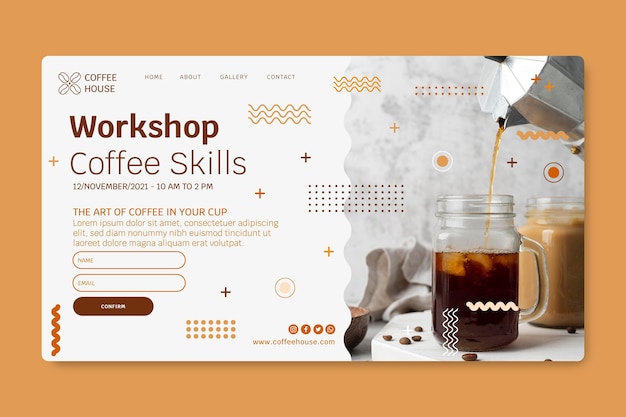 Free vector coffee shop landing page template