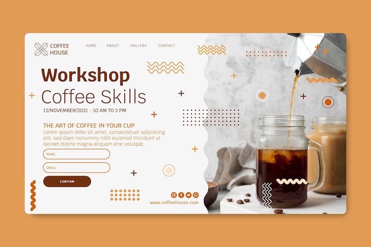Free Vector coffee shop landing page template