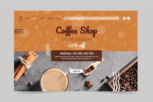 Coffee shop landing page