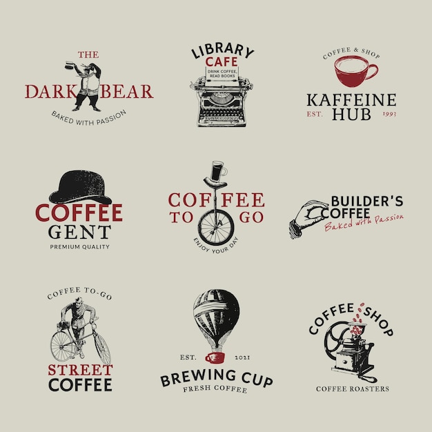 Free vector coffee shop logo  business corporate identity set