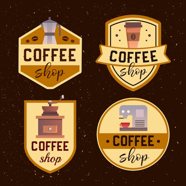 Free vector coffee shop logo design template. retro coffee emblem.