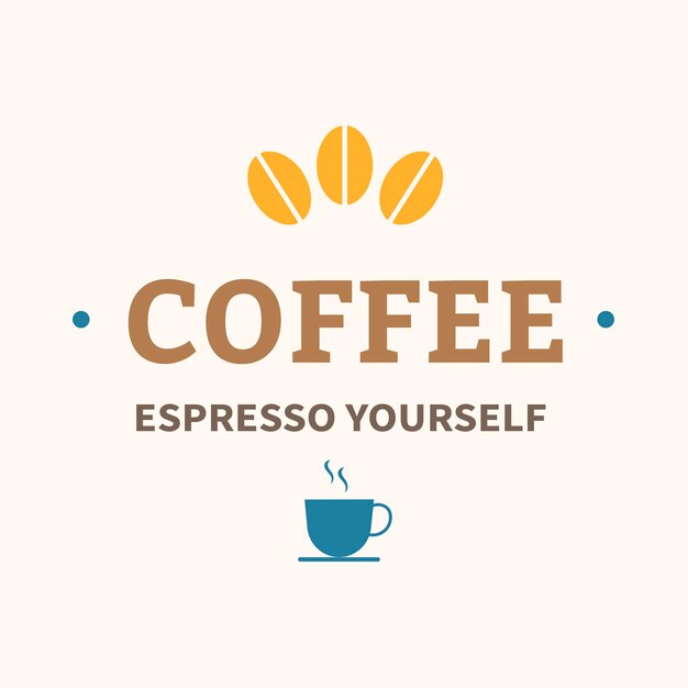 コーヒーショップのロゴ、ブランディングデザインベクトルの食品ビジネステンプレート、エスプレッソ自分のテキスト