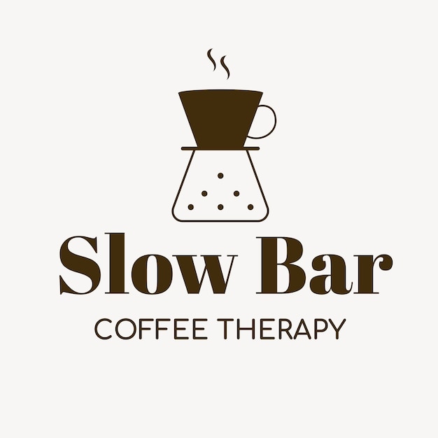 コーヒーショップのロゴ、ブランディングデザインベクトルの食品ビジネステンプレート、スローバーコーヒー療法のテキスト