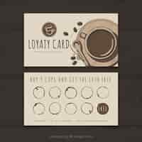 Free vector coffee shop loyalty card template with elegant stye