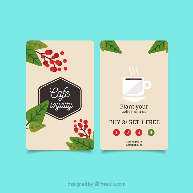 Coffee shop loyalty card template with elegant stye