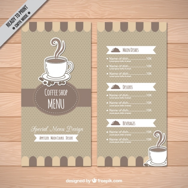 Free vector coffee shop menu template