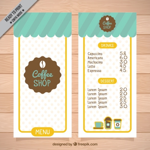 Caffè modello di menu negozio