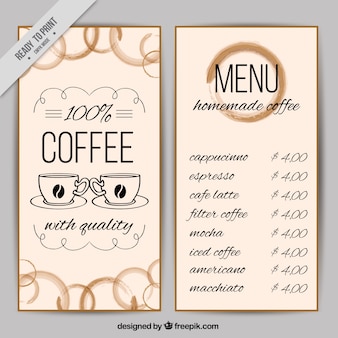 Coffee shop menu template