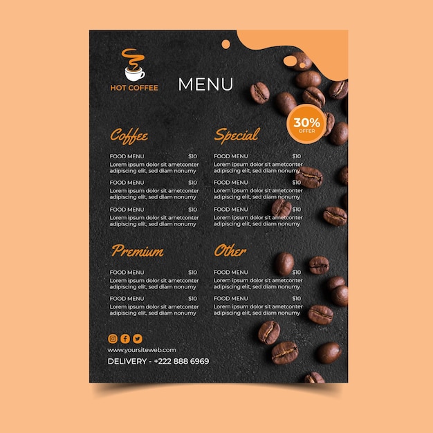 Coffee shop menu template