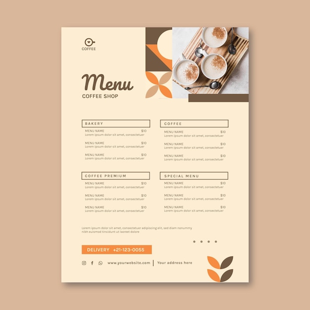 Coffee shop menu template