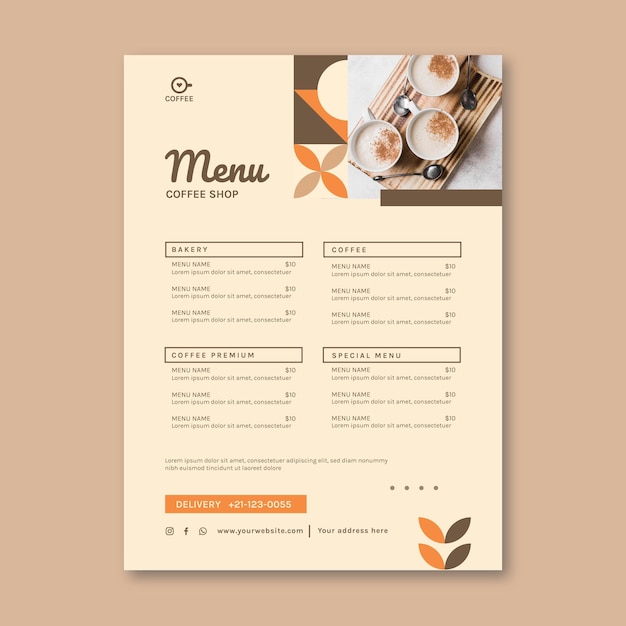 coffee shop menu template