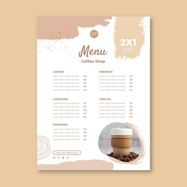 Modello di menu della caffetteria